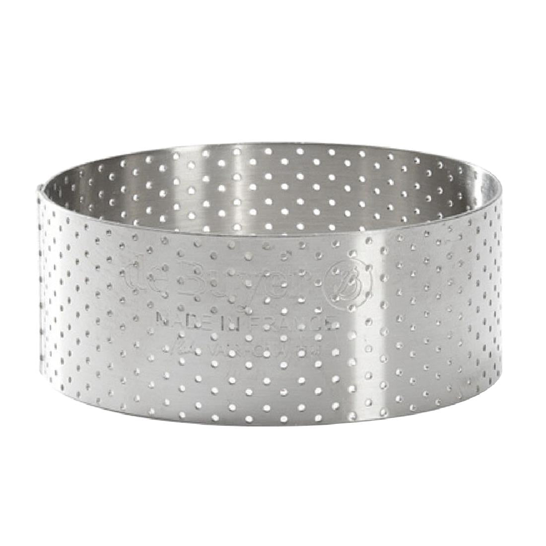 De Buyer Perforated Stainless Steel Straight Tart Ring 85x35mm - DZ753  De Buyer   