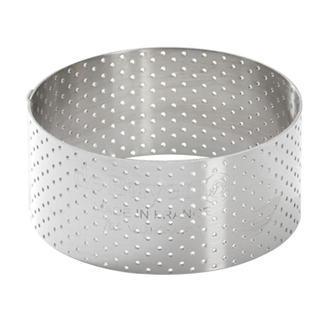 De Buyer Perforated Stainless Steel Straight Tart Ring 75x35mm - DZ756  De Buyer   