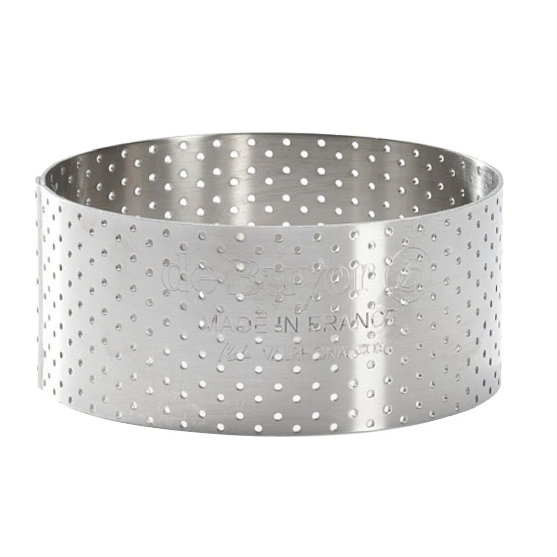 De Buyer Perforated Stainless Steel Straight Tart Ring 75x35mm - DZ756  De Buyer   