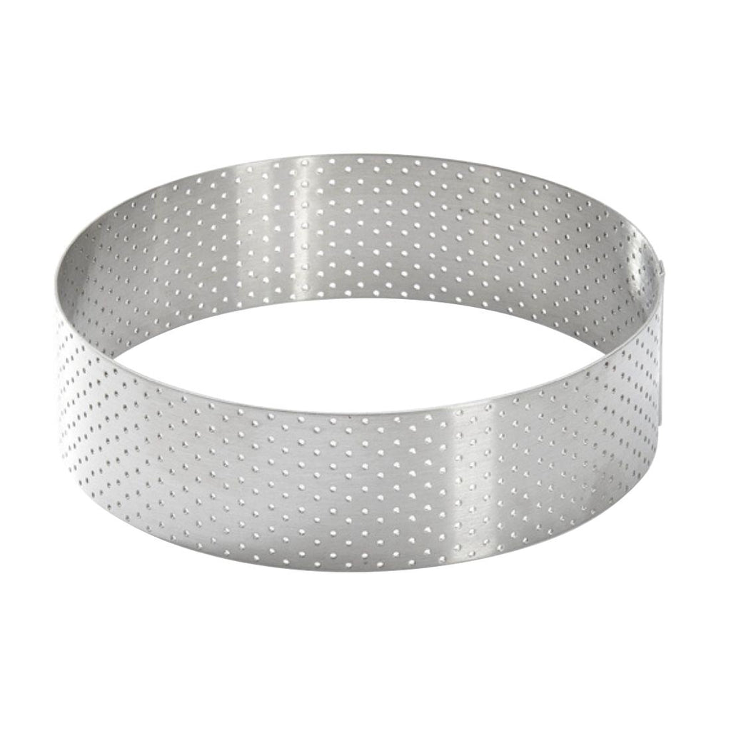 De Buyer Perforated Stainless Steel Straight Tart Ring 125x35mm - DZ758  De Buyer   
