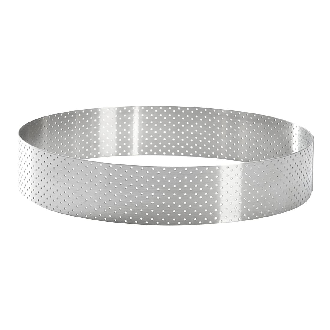 De buyer Perforated Stainless Steel Straight Tart Ring 185x35mm - DZ760  De Buyer   