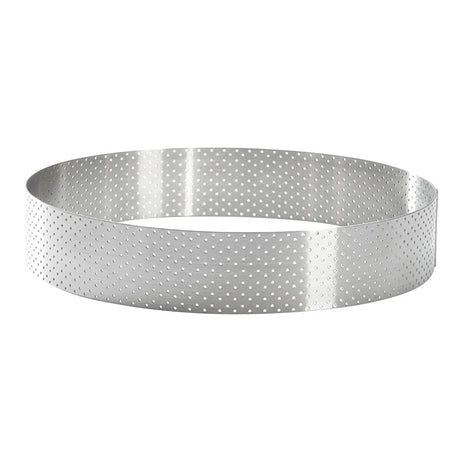 De buyer Perforated Stainless Steel Straight Tart Ring 185x35mm - DZ760  De Buyer   