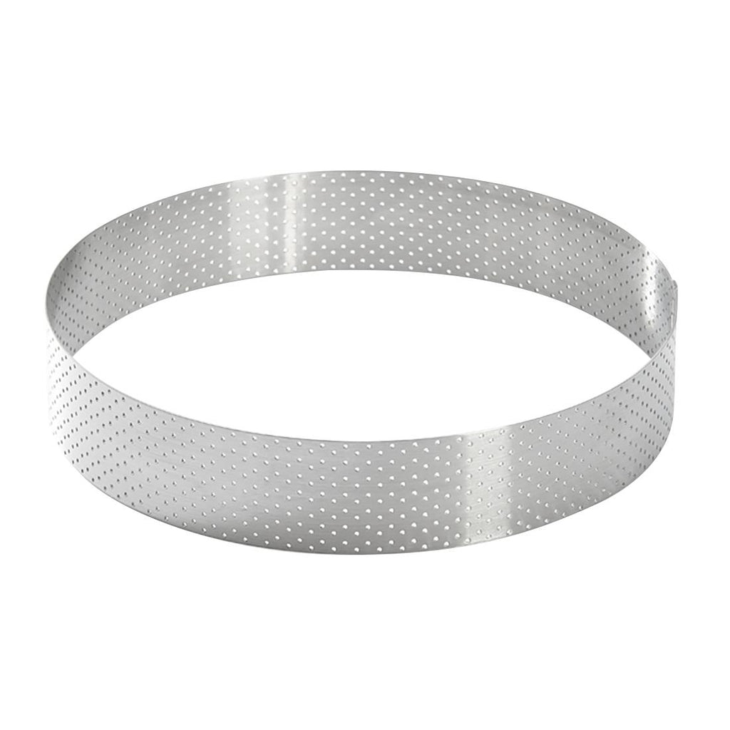 De buyer Perforated Stainless Steel Straight Tart Ring 185x35mm - DZ760  De Buyer   