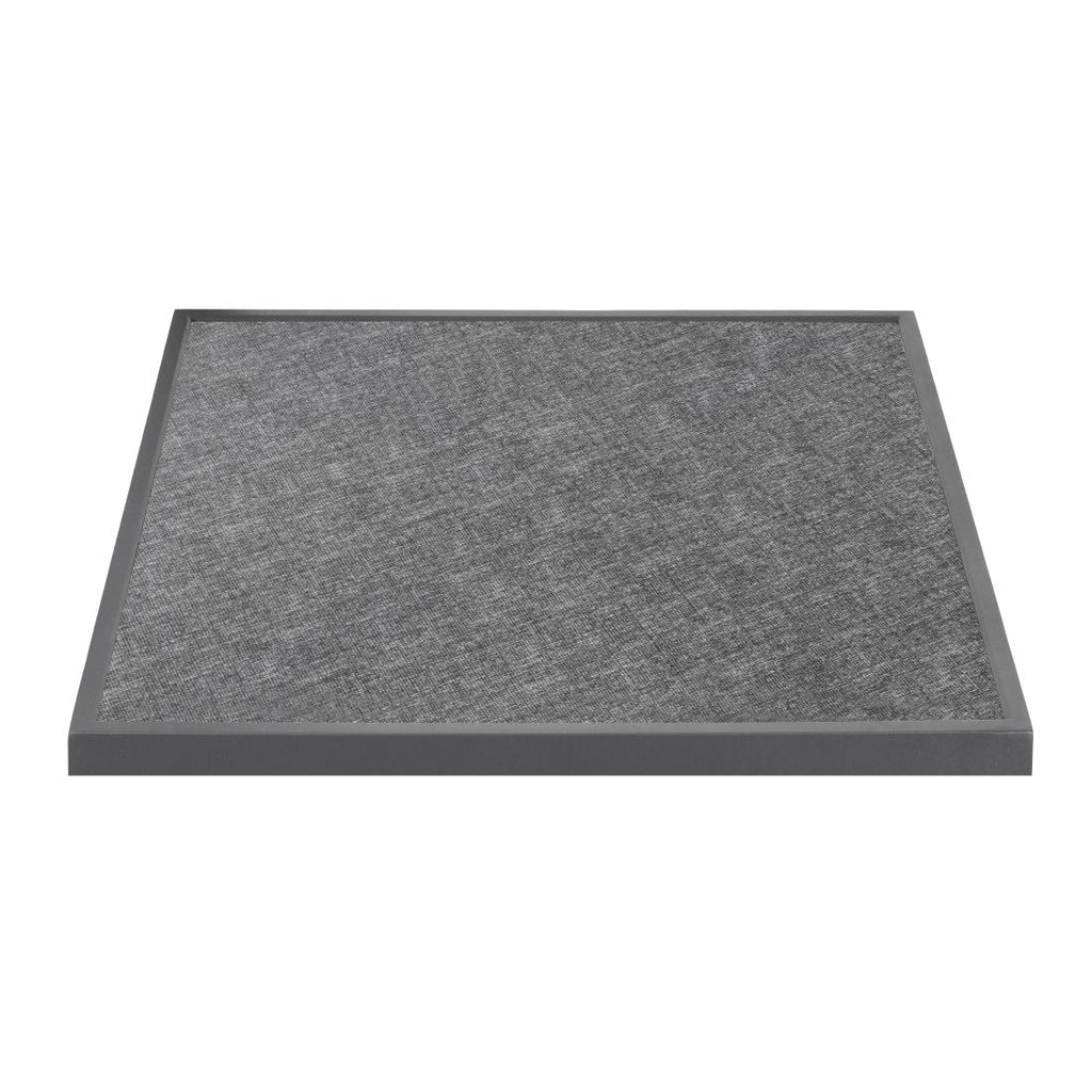 Bolero Black Brushed Mix Outdoor Tempered Glass Table Top Square Grey Trim 700mm - DZ873 Stone Effect Table Tops Bolero   
