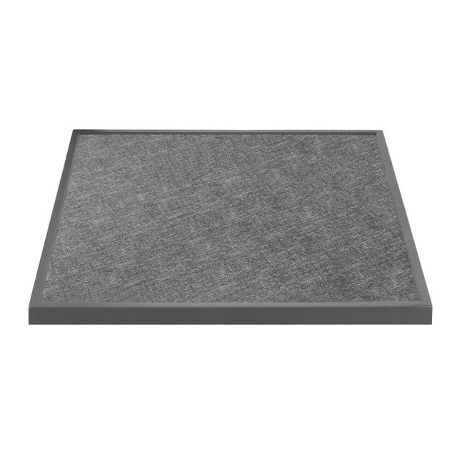 Bolero Black Brushed Mix Outdoor Tempered Glass Table Top Square Grey Trim 700mm - DZ873 Stone Effect Table Tops Bolero   