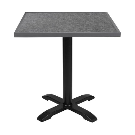 Bolero Black Brushed Mix Outdoor Tempered Glass Table Top Square Grey Trim 700mm - DZ873 Stone Effect Table Tops Bolero   