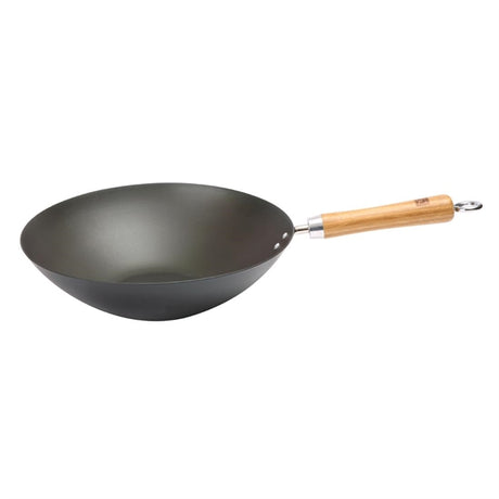Dexam School of Wok Pre-Seasoned Carbon Steel Flat Base Wok 270mm - DZ888  School of Wok by Dexam   
