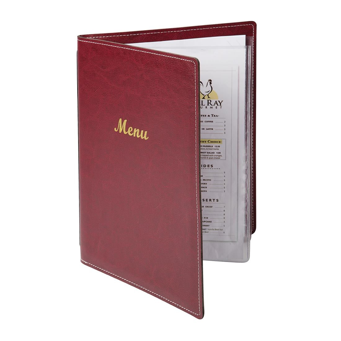 Olympia Faux Leather Menu Cover A4 Burgundy - E222  Olympia   