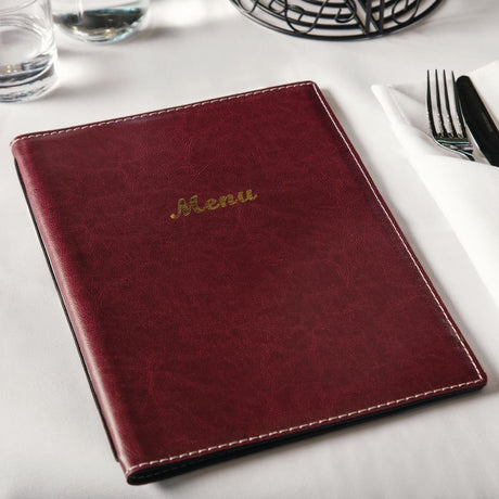 Olympia Faux Leather Menu Cover A4 Burgundy - E222  Olympia   