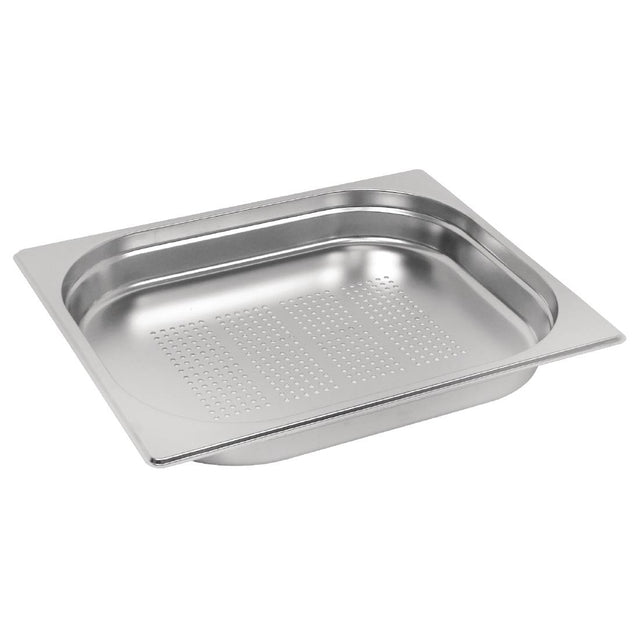 Vogue Stainless Steel Perforated 1/2 Gastronorm Tray 40mm - E698  Vogue   