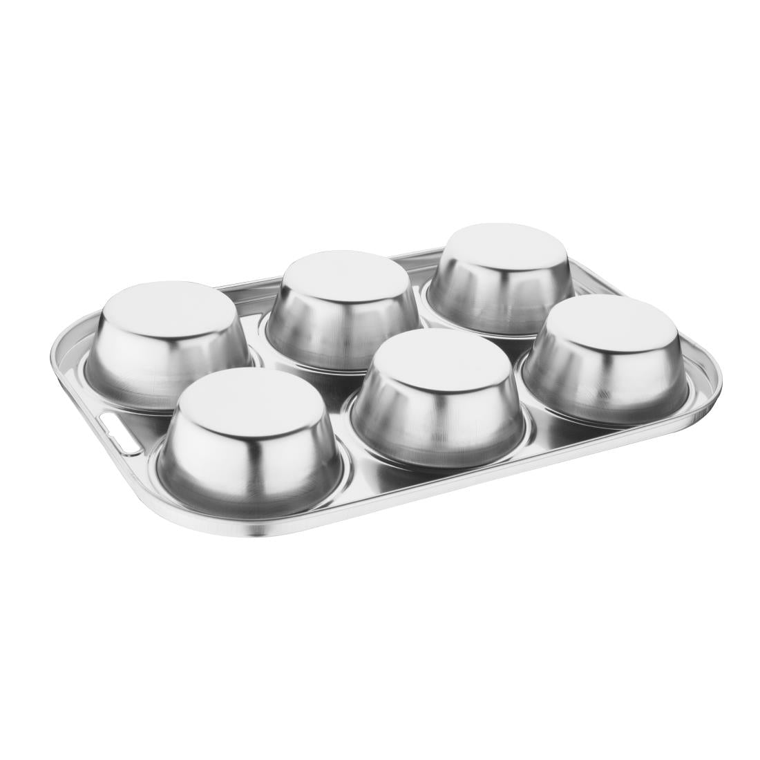 Vogue Stainless Steel Deep Muffin Tray 6 Cup - E714  Vogue   