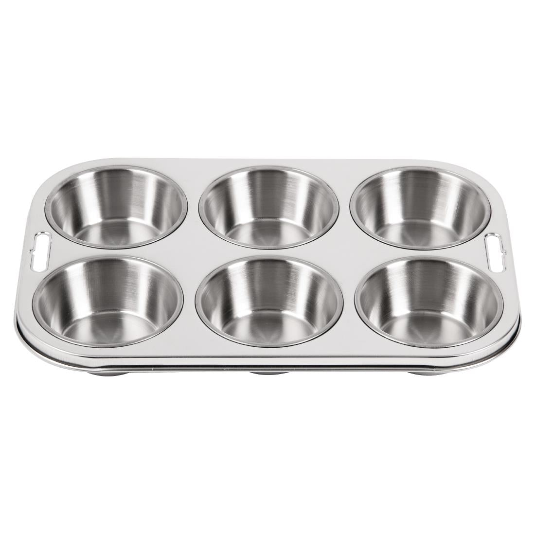 Vogue Stainless Steel Deep Muffin Tray 6 Cup - E714  Vogue   
