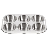 Vogue Stainless Steel Deep Muffin Tray 6 Cup - E714  Vogue   