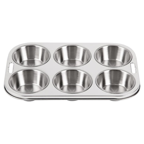 Vogue Stainless Steel Deep Muffin Tray 6 Cup - E714  Vogue   