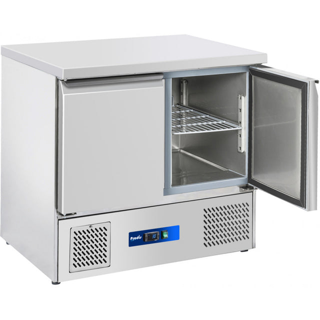 Prodis Low Energy Fully Ventilated 2 Door Compact Counter, Flat Top | EC-2SS-LE Refrigerated Counters - Double Door Prodis