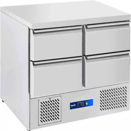 Prodis 4 Drawer Compact Saladette Counter Flat Top | EC-4DSS-LE Counter Fridges With Drawers Prodis