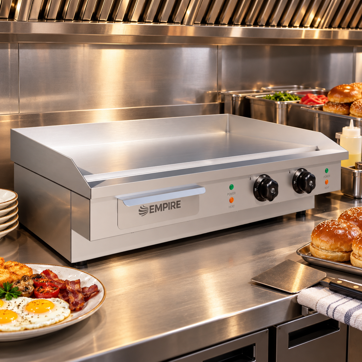 Empire Commercial Heavy-Duty Electric Griddle – Dual Zone 730mm Smooth 4.4kW - EMP-EG-730