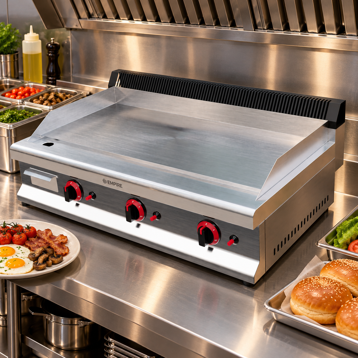 Empire 3 Burner Gas Griddle Smooth – 950mm LPG & Nat Gas 8.4kW - EMP-GD950 Gas Griddles Empire