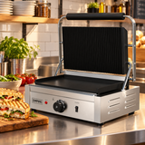 Empire Large Contact Panini Grill Ribbed Top Flat Bottom - EMP-GH811L