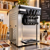 Empire Ice Cream Machine Counter Top 25 Litre - 2 x 12.5L - Commercial 3 Nozzle Flavour Soft Ice Cream Vending with Air Pump Function- EMP-ICREAM25