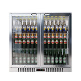 Empire Double Door 208L Stainless Steel Bottle Cooler – A Energy Rated Hinged Door Commercial Back Bar Fridge | CL-210H-S - Graded Item