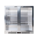 Empire Double Door 208L Stainless Steel Bottle Cooler – A Energy Rated Hinged Door Commercial Back Bar Fridge | CL-210H-S - Graded Item
