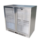 Empire Double Door 208L Stainless Steel Bottle Cooler – A Energy Rated Hinged Door Commercial Back Bar Fridge | CL-210H-S - Graded Item