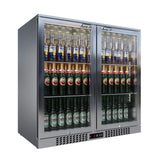 Empire Double Door 208L Stainless Steel Bottle Cooler – A Energy Rated Hinged Door Commercial Back Bar Fridge | CL-210H-S - Graded Item