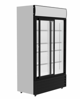 Empire Premium Double Sliding Door Display Cooler with Merchandising Canopy - SS-P688WB-B-EE Upright Double Glass Door Chillers Empire   