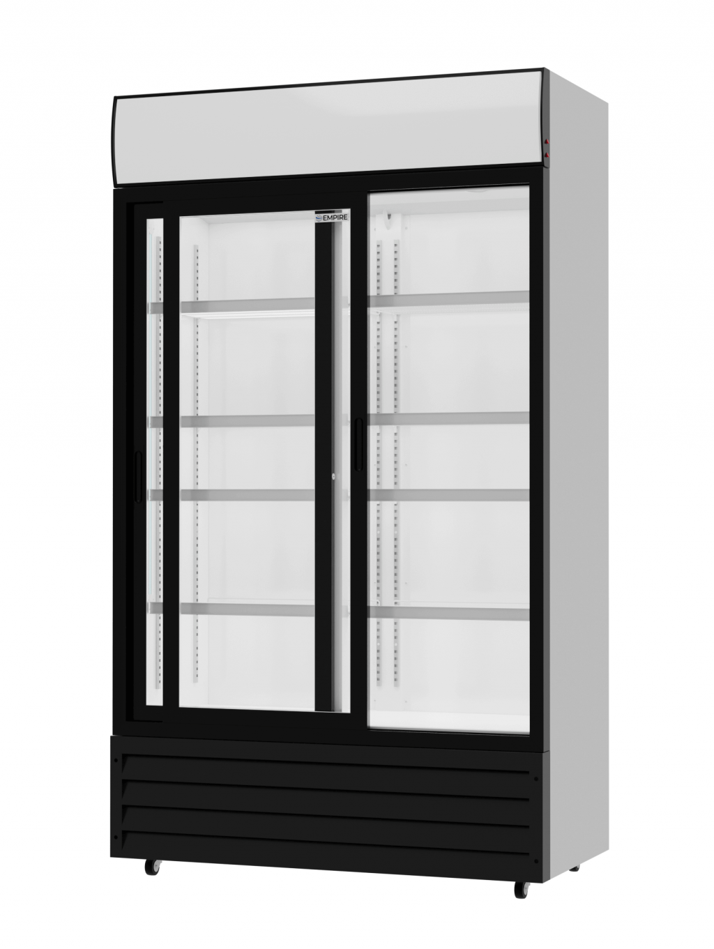 Empire Premium Double Sliding Door Display Cooler with Merchandising Canopy - SS-P688WB-B-EE Upright Double Glass Door Chillers Empire   