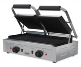 Empire Large Twin Contact Panini Grill Ribbed Top Flat Bottom - EMP-GH813 - Graded Item