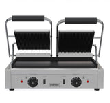 Empire Large Twin Contact Panini Grill Ribbed Top Flat Bottom - EMP-GH813 - Graded Item