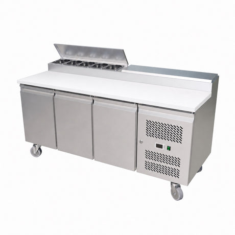 Empire Stainless Steel Pizza Prep Table Refrigerator – 3 Door Commercial Fridge | SH3000-700 Pizza Prep Counters - 3 Door Empire