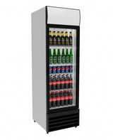 Empire Premium Single Door Display Cooler Fridge with Merchandising Canopy - SS-P360WA-EE Upright Double Glass Door Chillers Empire   