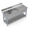 Empire Stainless Steel Commercial Double Bowl Sink – Right Hand Drainer 1600mm Wide | 1600-600RHD - Graded Item Double Bowl Sinks Empire