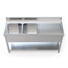 Empire Stainless Steel Commercial Double Bowl Sink – Right Hand Drainer 1600mm Wide | 1600-600RHD - Graded Item Double Bowl Sinks Empire
