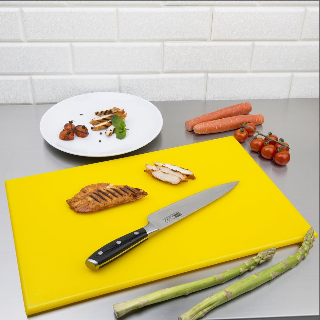 Hygiplas High Density Antibacterial Yellow Chopping Board 455x305x12mm - F156  Hygiplas   