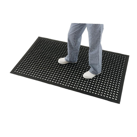 Jantex Rubber Anti Fatigue Anti Slip Floor Safety Mat Black 1500 x 900mm - DP206  Jantex   
