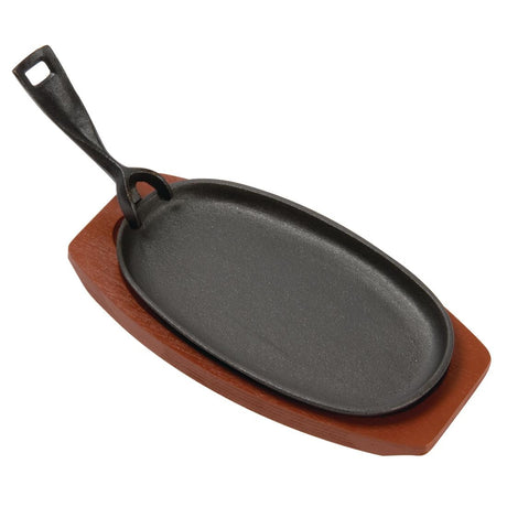 Olympia Cast Iron Oval Sizzler with Wooden Stand 240mm (Pack of 6) - SA290  Olympia   