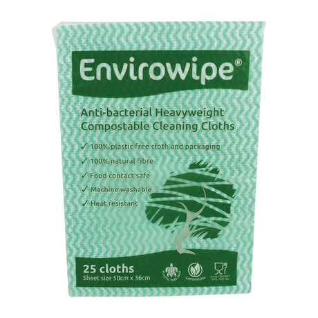 EcoTech Envirowipe Antibacterial Compostable Cleaning Cloths Green (25 Pack) - FA211  EcoTech   