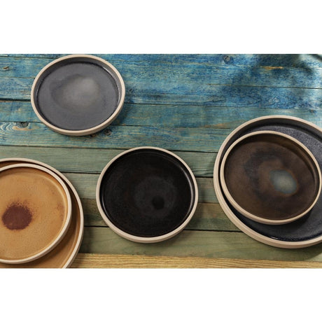 Olympia Canvas Flat Round Plate Delhi Black 180mm (Pack of 6) - FA314 Plates Olympia