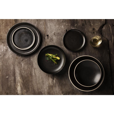 Olympia Canvas Small Rim Round Plate Delhi Black 265mm (Pack of 6) - FA317 Plates Olympia