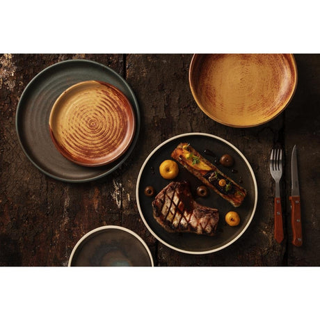 Olympia Canvas Flat Round Plate Delhi Black 250mm (Pack of 6) - FA315 Plates Olympia