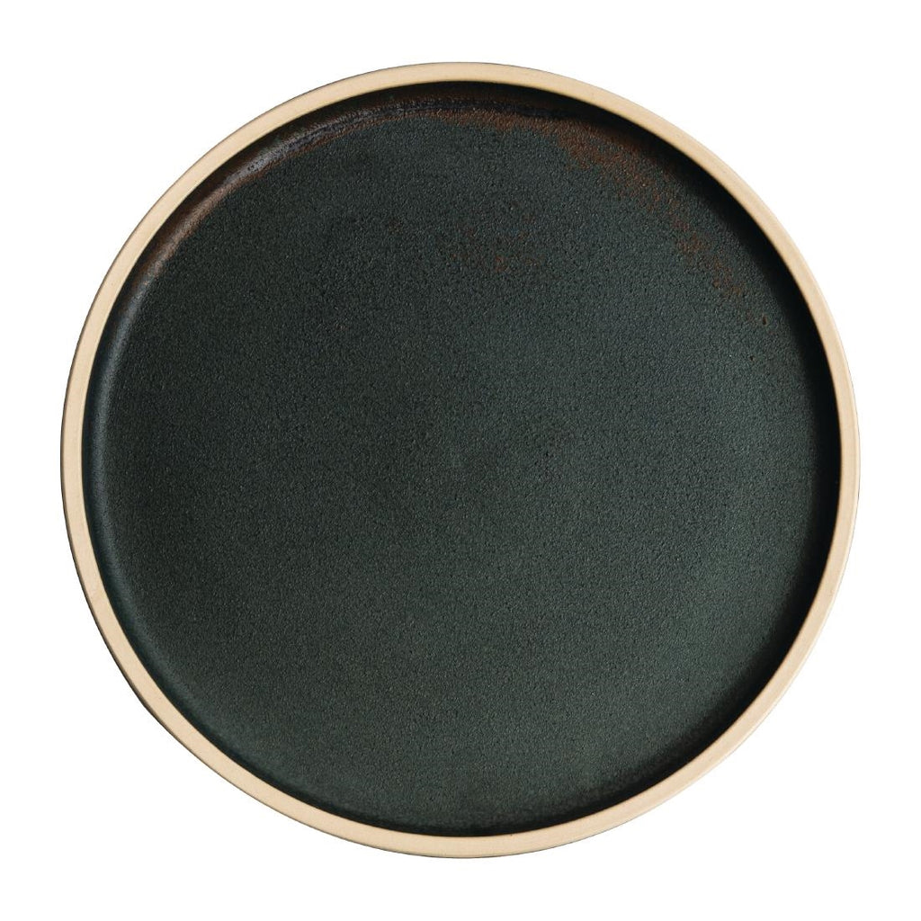 Olympia Canvas Flat Round Plate Green Verdigris 250mm (Pack of 6) - FA322 Plates Olympia