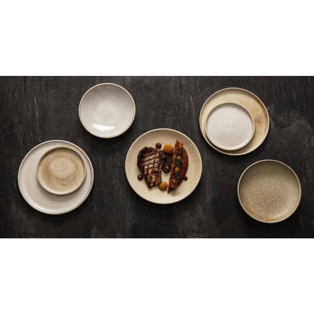 Olympia Canvas Flat Round Plate Wheat 250mm (Pack of 6) - FA336 Plates Olympia