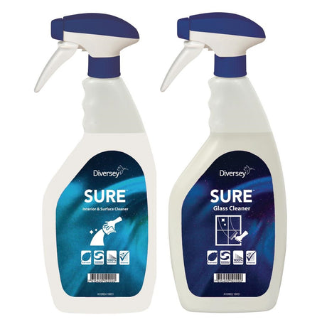 SURE Glass Cleaner / Interior and Surface Cleaner Refill Bottles 750ml (6 Pack) - FA401  Diversey   