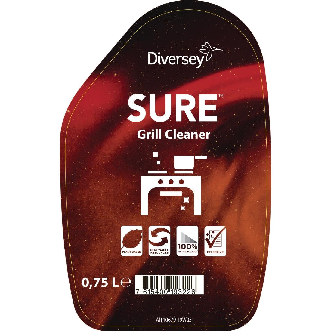SURE Cleaner and Degreaser / Grill Cleaner Refill Bottles 750ml (6 Pack) - FA403  Diversey   