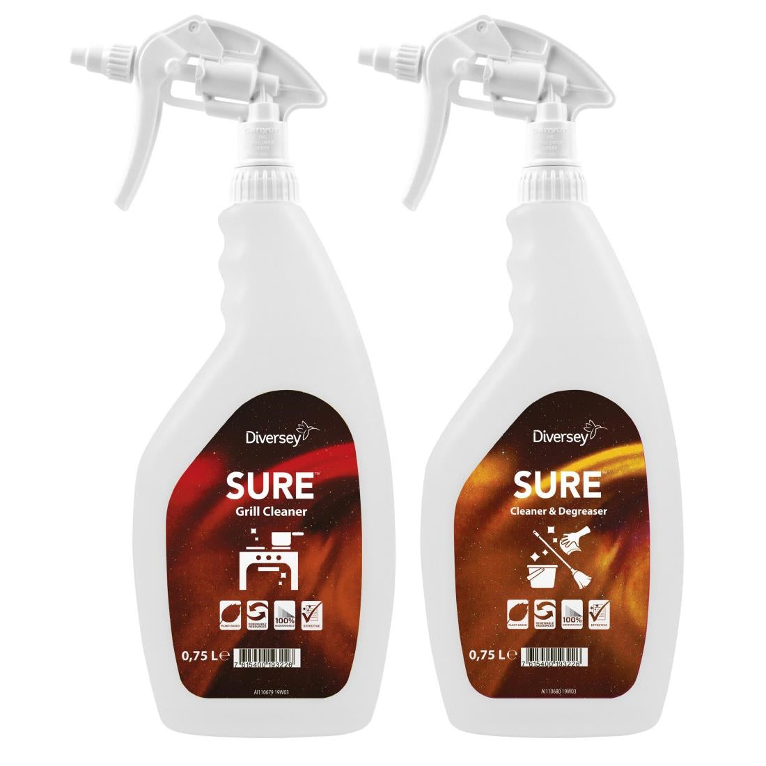 SURE Cleaner and Degreaser / Grill Cleaner Refill Bottles 750ml (6 Pack) - FA403  Diversey   