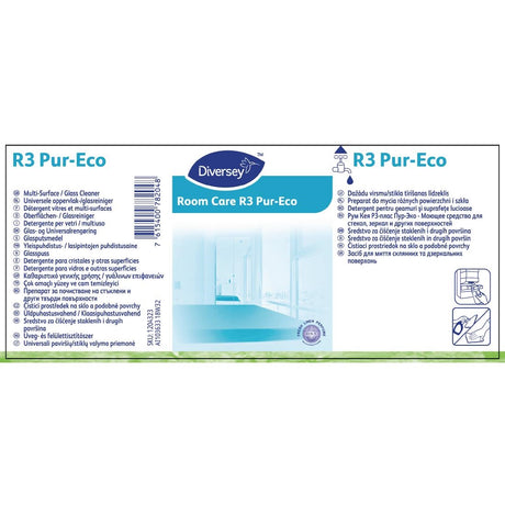 Room Care R3 Pur-Eco Glass and Multi-Surface Cleaner Refill Bottles 300ml (6 Pack) - FA407  Diversey   