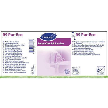 Room Care R9 Pur-Eco Bathroom Cleaner Refill Bottles 300ml (6 Pack) - FA409  Diversey   